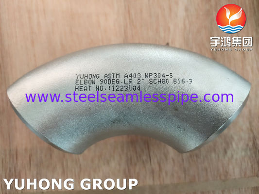 ASTM A403 WP304-S Seamless Long Radius Stainless Steel 90 Degree Elbow Butt Weld Pipe Fitting