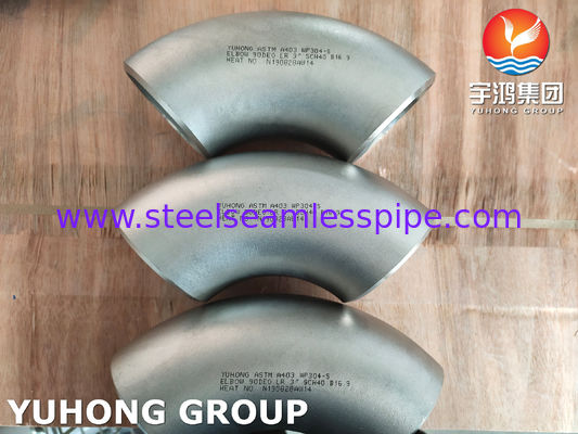 ASTM A403 WP304-S Seamless Long Radius Stainless Steel 90 Degree Elbow Butt Weld Pipe Fitting