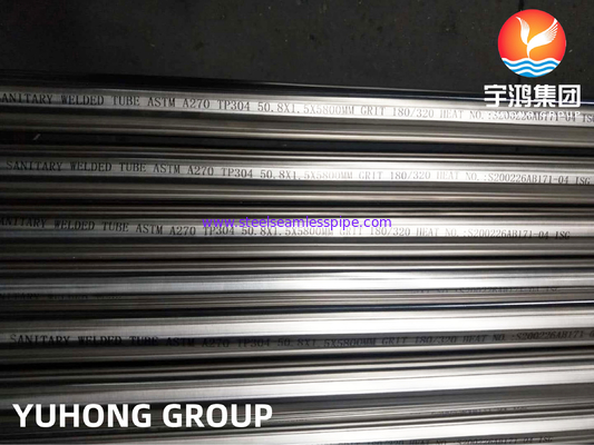 ASTM A270 TP304 Stainless Steel Welded Tube , Bright Annealed Treatment Used In Sanitary Applications