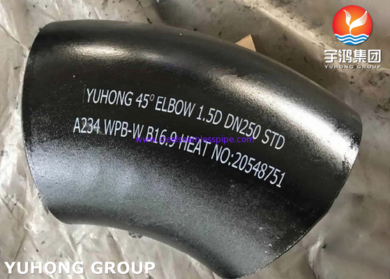 WPB LR 45° 90° DEGREE ELBOW 1.5D 3D FITTING ASTM A234 BW B16.9 BLACK PAINTING