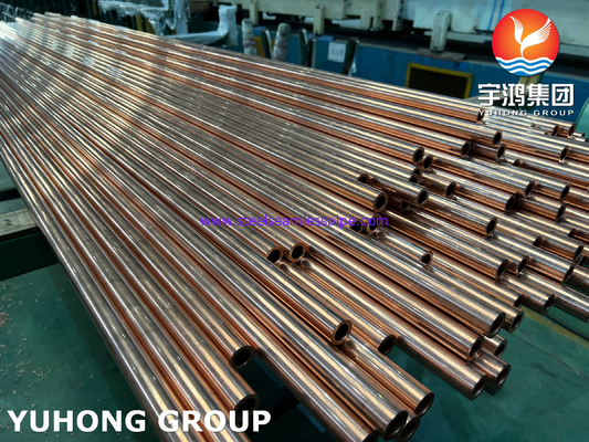 ASTM B111 UNS C12200 / CW024A Seamless Copper Tube ,  DHP Heat Exchanger Tube