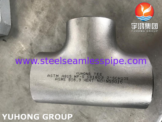 ASTM A815 UNS S31803 Duplex Stainless Steel Butt Weld Equal Tee with ASME B16.9 Dimensions