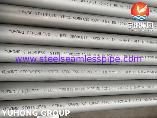 EN 10216-5 1.4841 TP310 UNS 31000 Stainless Steel Seamless Pipe