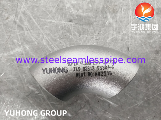 SS Pipe Fitting JIS B2312 SUS304 90 Degree LR Elbow For Petrochemical