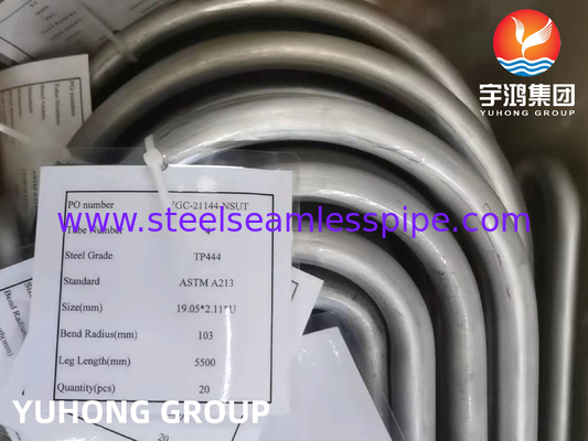 Stainless Steel Seamless U Bend Tube ASTM A213 TP444  Heat Exchanger Condenser Oil