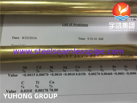 ASTM B111 / ASME SB111 C44300 Copper Nickel Tube Seamless for Condenser Cooling System Application