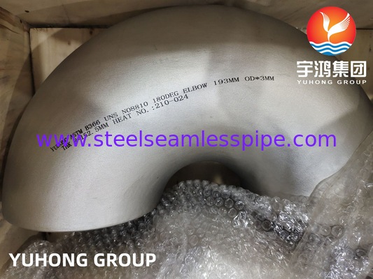 B16.9 Buttweld Pipe Fittings ASTM B366 Incoloy 800H Nickel Alloy 180 Degree Elbow