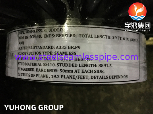 ASTM A335 Gr P9 Alloy Steel Studded Finned Tube for Heating Furnace