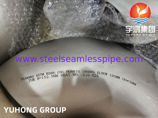 Pipe Fittings ASTM B366 UNS N08810, Incoloy 800H Nickel Alloy 180 Degree Elbows