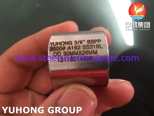 ASTM A182 F316L Stainless Steel Forged Pipe Fittings, BSPP Threaded Coupling 3000LBS