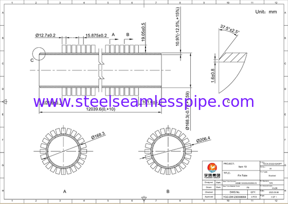 Studded Tube , ASTM A213 T9 / ASME SA213 T11 with 11Cr (SS 409) Studded Fin Tube ,Steam Reforming Furnace