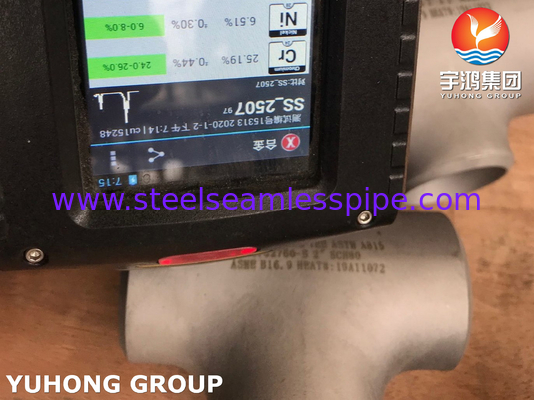 ASTM A815 WP32760-S Super Duplex Steel Equal Tee Butt Weld Fittings For Desalination