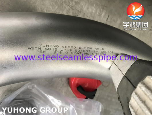 Duplex Steel 2205 Fittings, ASTM A815 WP-S S31803 1.4462 Butt Weld  90 Deg 5D Elbow B16.9