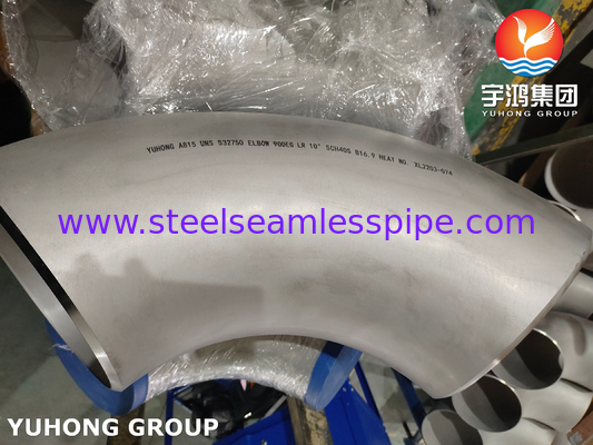 ASTM A815 Duplex Steel UNS S32750 90 Degree LR Elbow ASME B16.9 BW Pipe Fittings