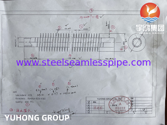 Embedded G Type Finned Tube ASME SA210 Gr.A1 Seamless Tube With Aluminum Al1060