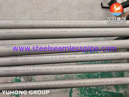 Stainless Steel Seamless Pipe EN 10216-5 D2/T1 1.4404 TP316L For Oil And Gas
