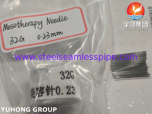 32G SUS304 Mesotherapy Needle Tube For Plastic Surgery , Triple bevelled Needle Point