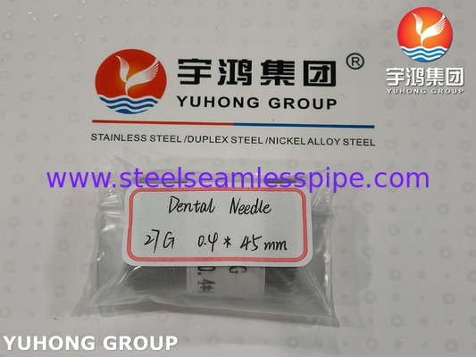 ISO9626 , 27G 0.4*45MM , Stainless Steel Medical Dental Needle Tube , Bevelled Point