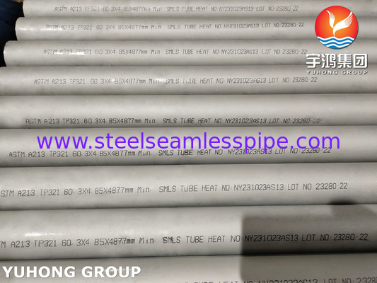 ASTM A213 ASME SA213 TP321 TP321HTubos sem costura de aço inoxidável Espessura  Recozido em conserva Termina Simples Trocador de calor