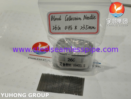 26G Medical Blood Collection Needle Tube , Three Bevelled Solid Lancet Tip , 0.46*23.5MM