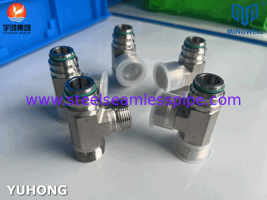 Stainless Steel Adapter Tees NPT G PT SS316L Hydraulic  Forming