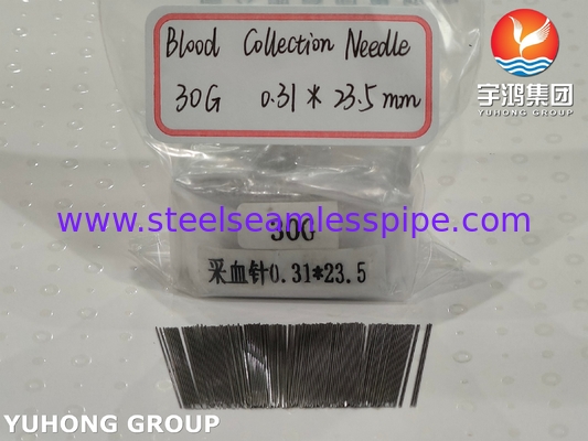 ISO9626 SUS304 30G 0.31*23.5MM Medical Solid Bevelled Blood Lancet For Sampling Test
