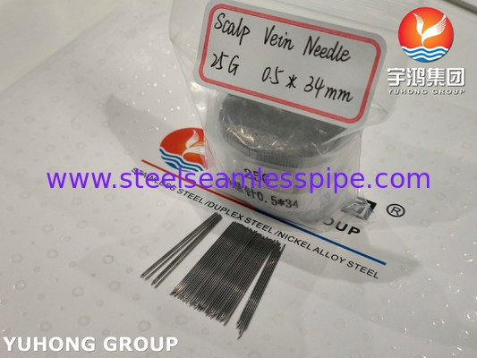 Medical Stainless Steel Intravenous Injection Needle Tube ISO9626 SUS304 25G 0.5*34MM