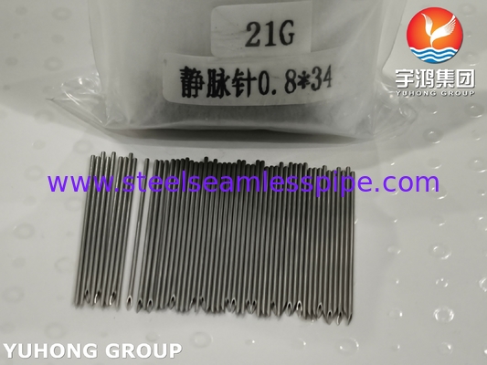 ISO9626 SUS304 21G Medical Stainless Steel Venous Injection Needle Tube Triple Bevelled Point