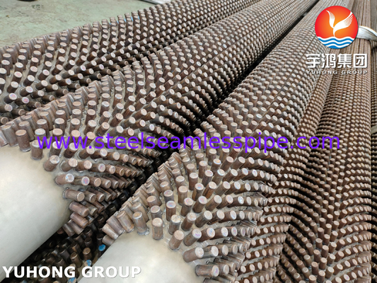 ASTM A213 T9 Alloy Steel Studded Fin Tube With Alloy / Stainless Steel Studs For Boiler Or Heater