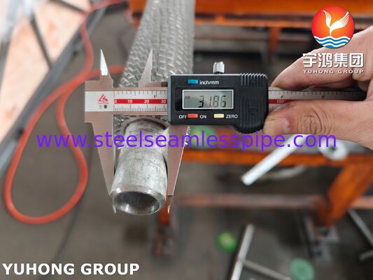 High Frequency Welded Serrated Finned Tube TP304H Base / SS304 Fin