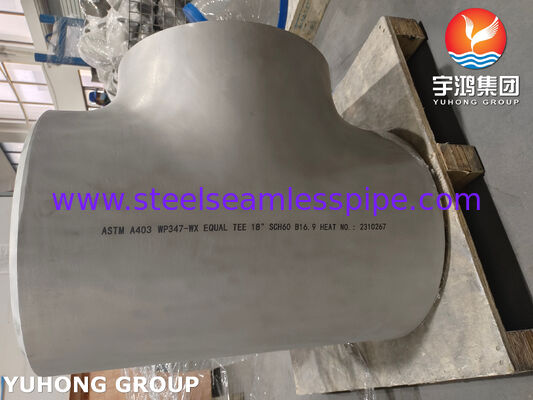 Large Diameter Butt Weld Pipe Fittings, ASTM A403 WP347-WX Equal Tee for Corrosive Fluids B16.9
