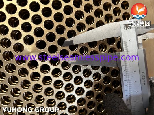 ASTM B171 C46400 Naval Brass Tubesheet for Seawater & Marine Coolers - Precision Machined Copper Alloy Heat Exchanger Component