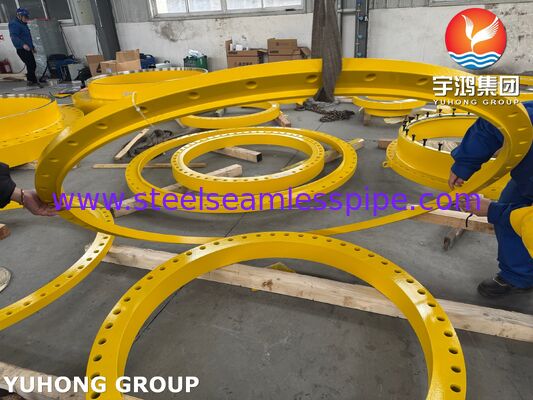 ASME SA516 Gr.70 Carbon Steel Shell Flange Ring with OD ~1939mm × ID ~1568mm × THK 97mm and Precision Bolt Holes for Heat Exchangers