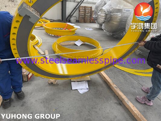 ASME SA516 Gr.70 Carbon Steel Shell Flange Ring with OD ~1939mm × ID ~1568mm × THK 97mm and Precision Bolt Holes for Heat Exchangers