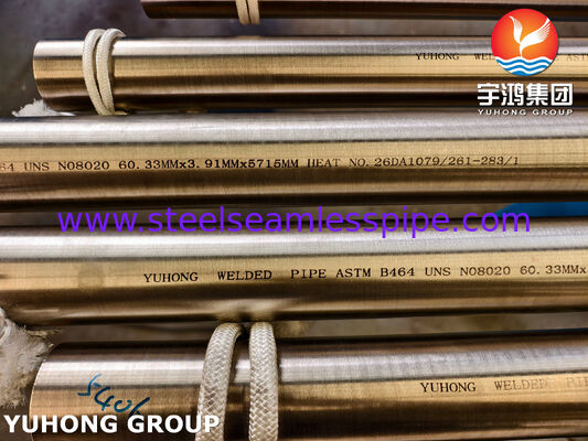 Welded UNS N08020 alloy pipe for general corrosion-resisting and low- or high-temperature service.