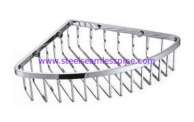 OEM Household Stainless Steel Wire Corner Basket For Bathroom Storage