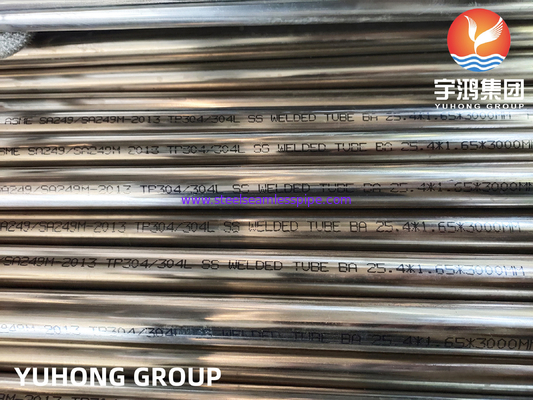 BRIGHT ANNEALED SA249 TP304 / TP304L STAINLESS STEEL WELDED PIPE