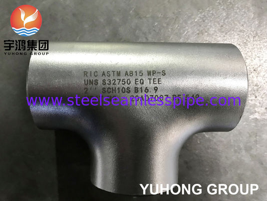ASTM A815 S32750 Super Duplex Stainless Steel Equal Tee with Chloride Service Capability Butt Weld Fitting