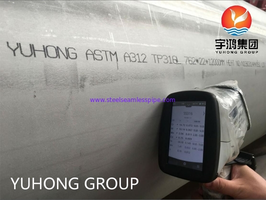 ASTM A312 TP316L Stainless Steel Pipe Large Outside Diameter For High Resistant To Chloride Corrosion