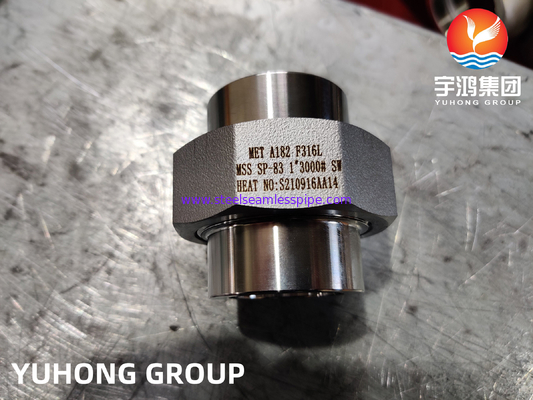 ASTM A182 F316L M33 SP-83 B16.11 B1.20.1 HIGH PRESSURE SW STAINLESS STEEL FORGED THREAD NPT UNION FORGED PIPE FITTING