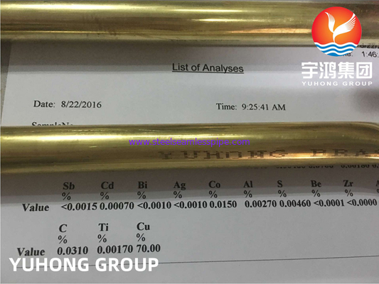 ASTM B111 /ASME SB111 C44300 O61 Seamless Boiler Tubes Brass Tube Cold Finished Oil and Gas