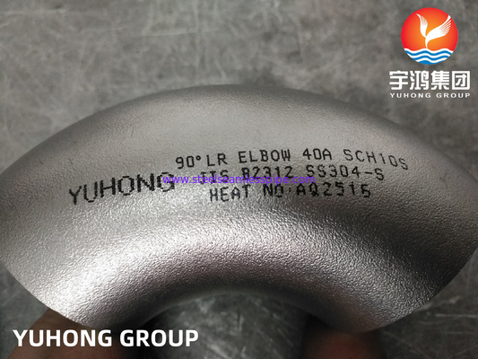 JIS B2312 SS304 LR / SR Stainless Steel Pipe Fitting , Butt Welding Elbow