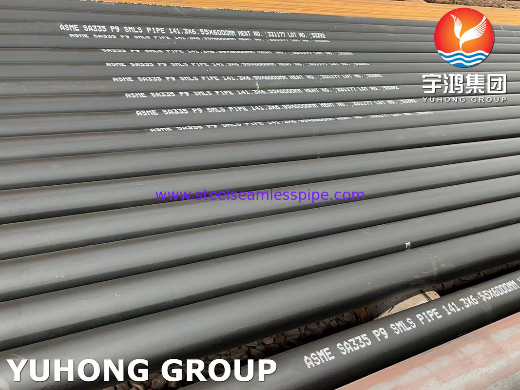 ASTM A335 P9 High Temperature Alloy Steel Seamless Tube for Heat Exchanger Black Painted