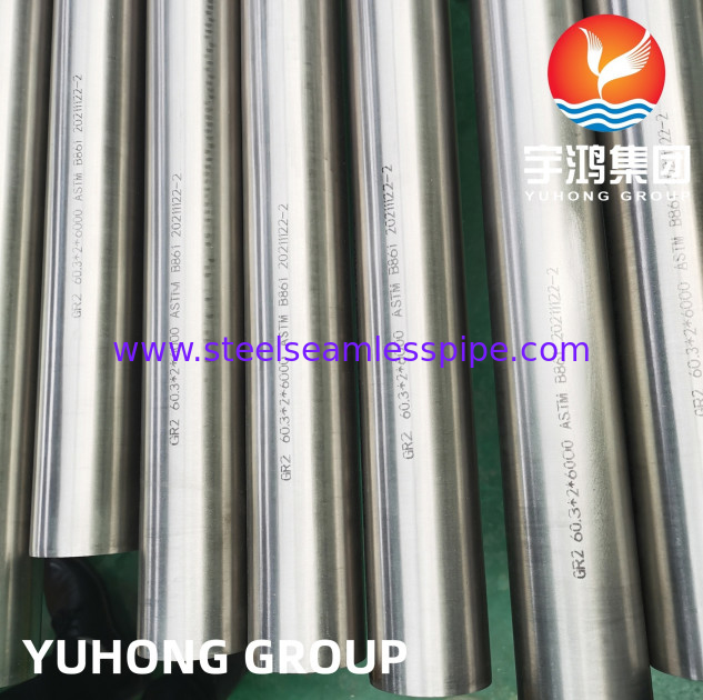 ASME SB861 Gr.2 UNS R50400 Unalloyed Titanium Seamless Tube Applied For Heat Exchanger