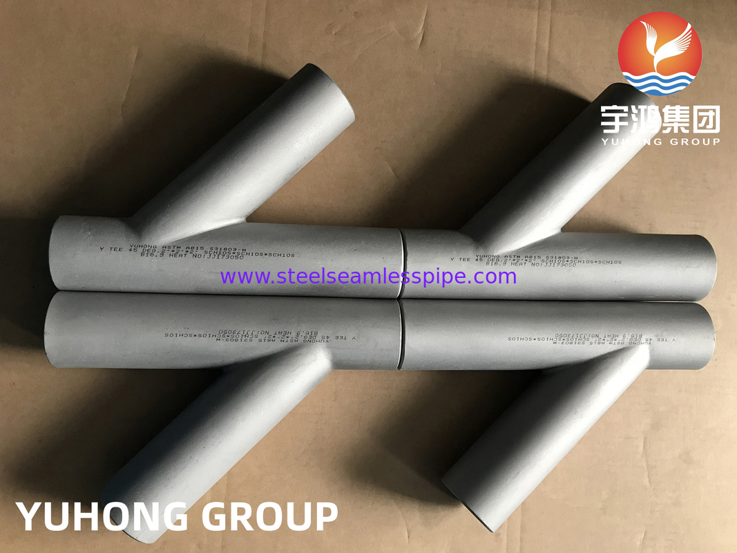 ASTM A815 S31803-W Y TEE Butt Welded Fitting B16.9 Oil refining fertilizer  Gas