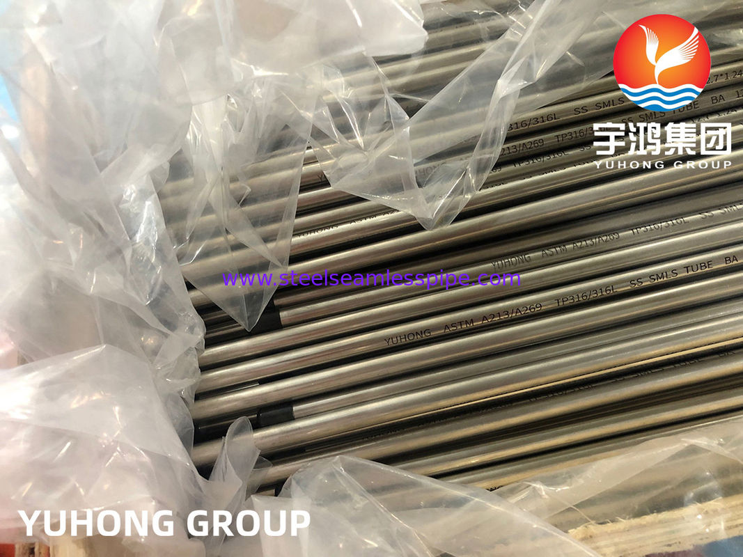 Stainless Steel Seamless Bright Annealed Tube A213 / A269 TP304 / TP316 19.05*1.24*6000MM