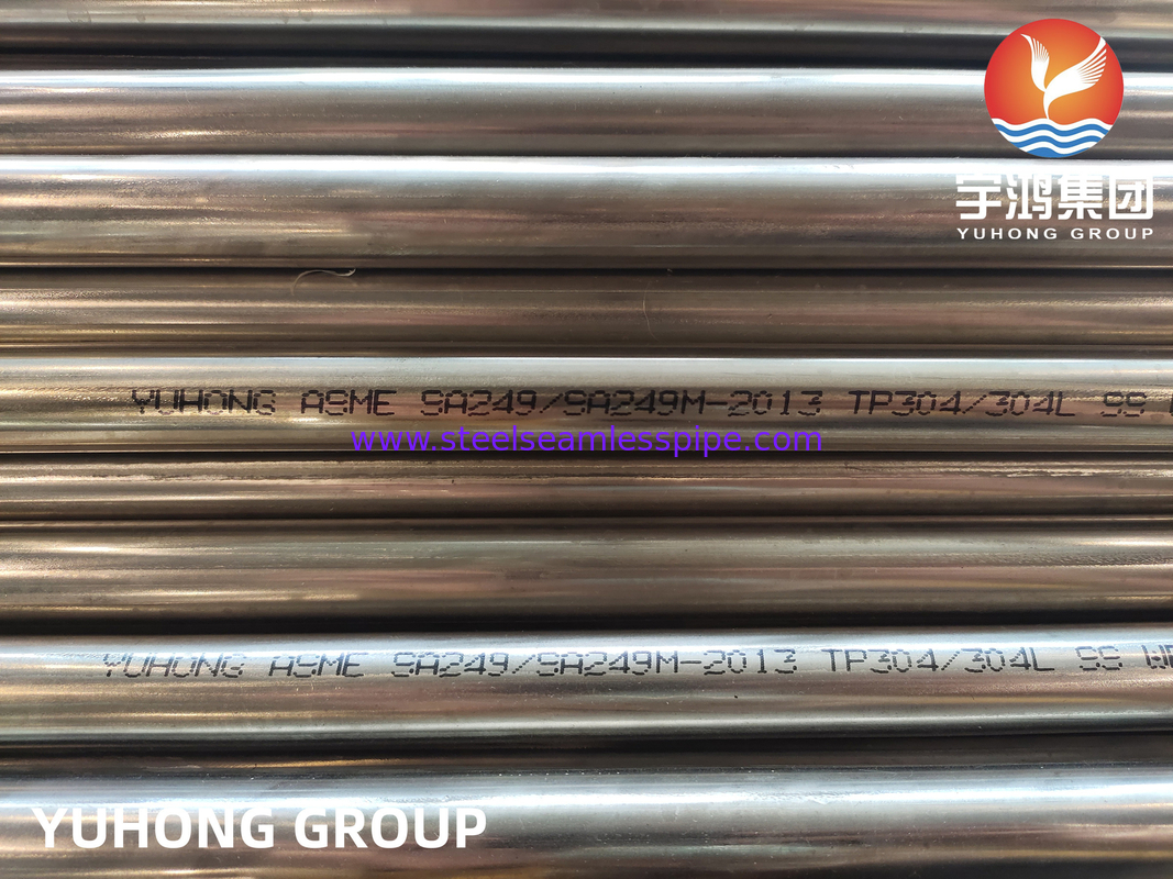 ASTM A249 / A249M Stainless Steel Welded Tube TP304L TP316L TP304 Bright Annealed  Welded Tube 38.1*1.2*3000mm