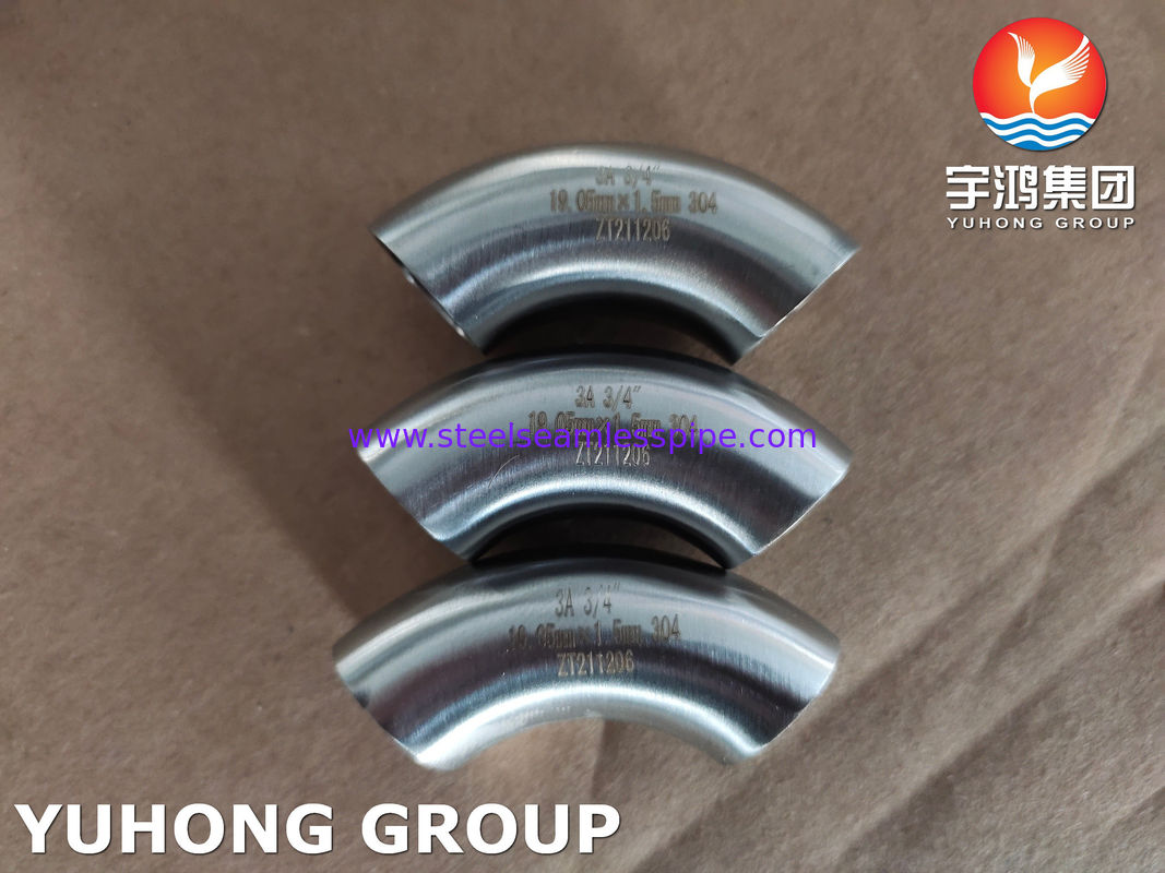SS304, SS316L Stainless Steel 3A SMS Sanitary Fittings Elbows Reducers For Dairy Plant