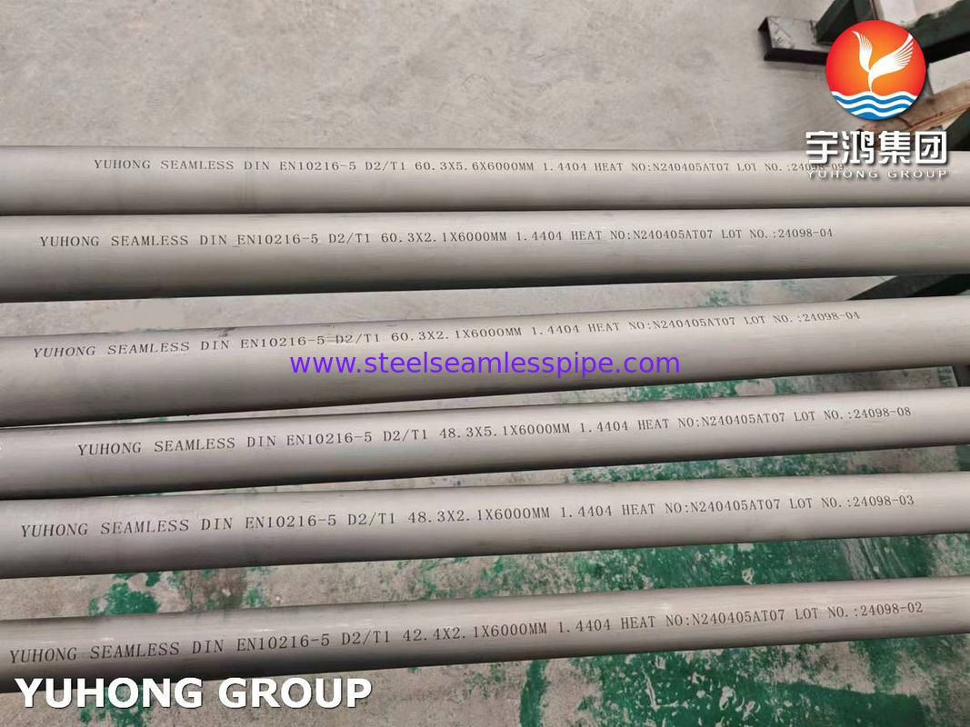 Stainless Steel Seamless Pipe EN 10216-5 D2/T1 1.4404 TP316L For Oil And Gas