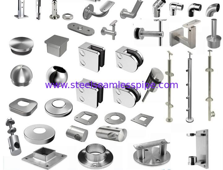 SS handrail / Staircase fittings TP304( pipe carrier , bracket , base cover , end cap , elbow flexible connector top )